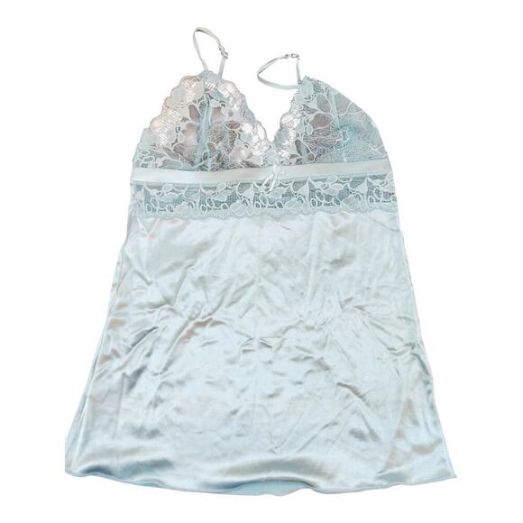 Ornella Other - Ornella womens sz XL satin lace slip cami top lingerie light blue Y2K